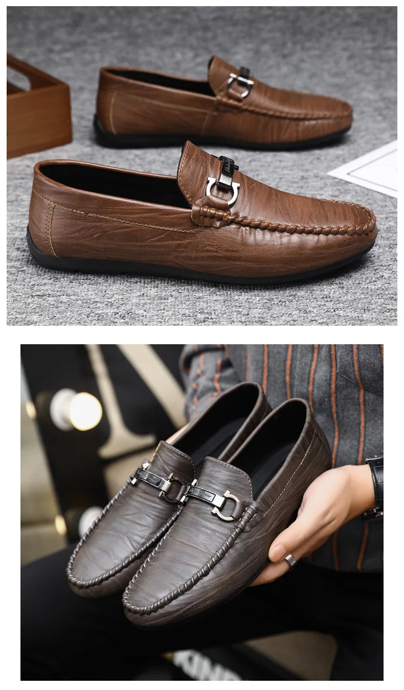 Men Loafers Shoes for Men Luxury Business Dress Shoes Comfy Slip-on Drive Moccasins Footwear Male Brand Leather Boat Shoes Men