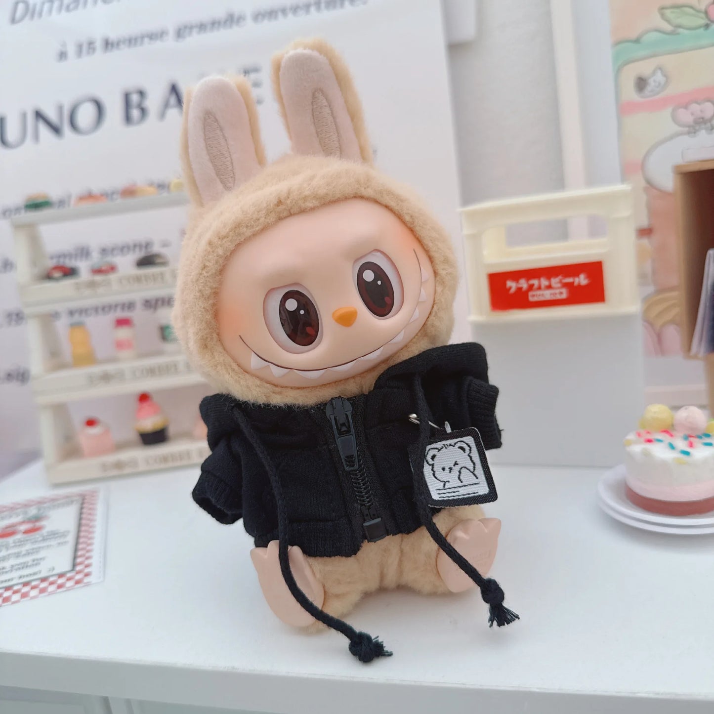 17cm Labubuベア カジュアルジャケット ドール服 - Pullip、Blythe、OB11、BJD用かわいいぬいぐるみアウター、カワイイテディコート