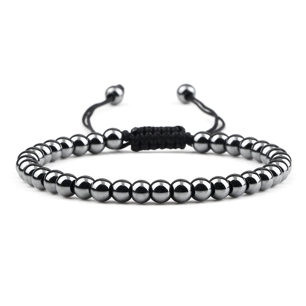 Trendy Copper Beads Bracelets 5mm Handmade Adjustable Braided Strand Bangles for Women Men Yoga Healing Fashion Jewelry Pulseira