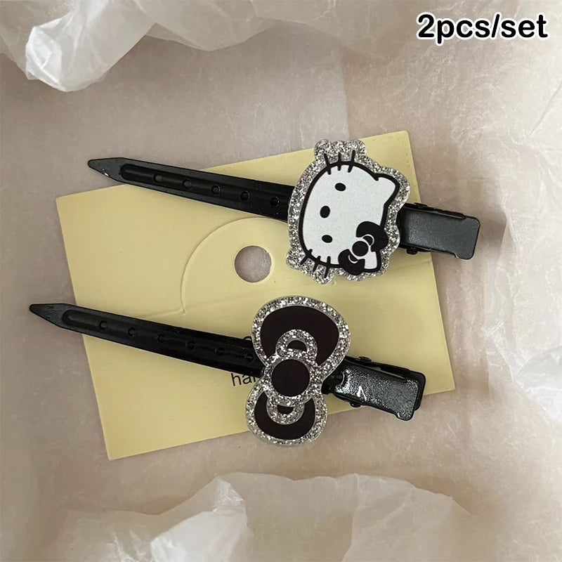2/3/7pc Sanrio Hello Kitty Hairpin Pin Anime Cartoon Kuromi Cinnamoroll My Melody Barrettes Kawaii Hair Accessories Holiday Gift