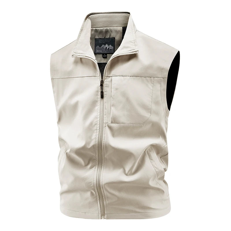 Men Outdoor Cargo Breathable Sleeveless Vest Mens Tactic Casual Fish Vests Coats Man Pockets Sport Loose Cardigan Vest Waistcoat