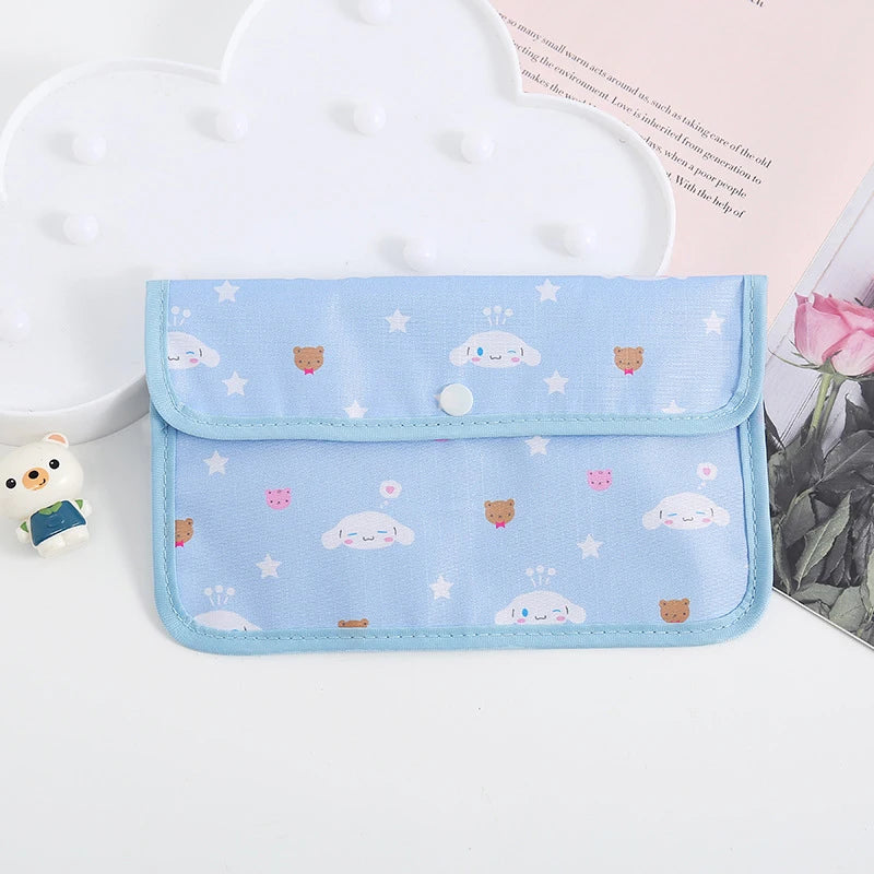 Sanrio Kuromi Waterproof Mask Storage Bag Melody Portable Small Item Storage Bag Cosmetic Bag Oxford Cloth Receipt Bag