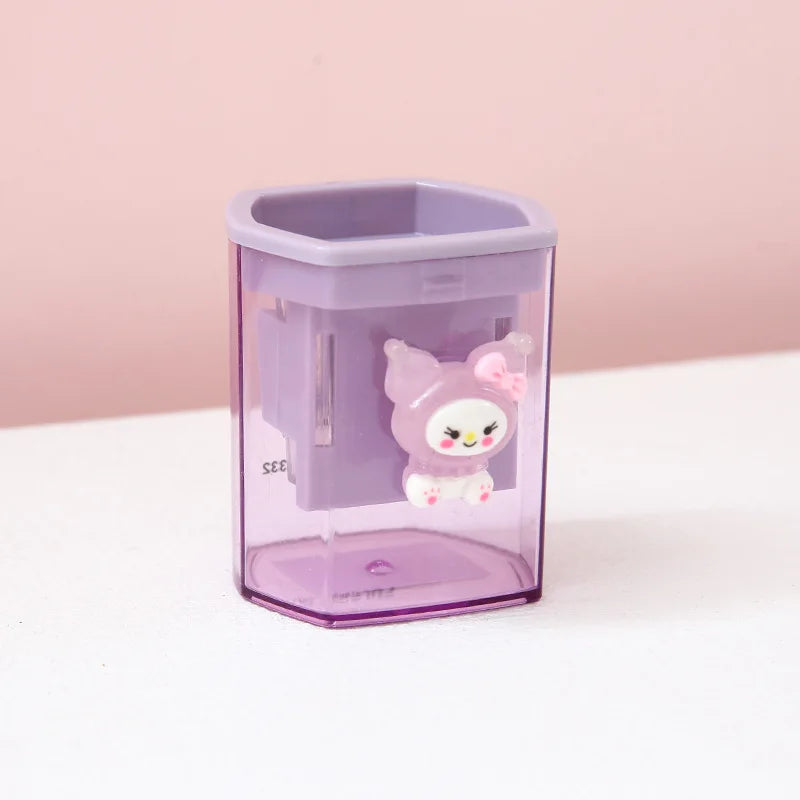 Anime Sanrio Pencil Sharpener Hello Kitty Kuromi Portable Pencil Sharpener Cinnamoroll Melody Simple Primary Stationery Kid Gift