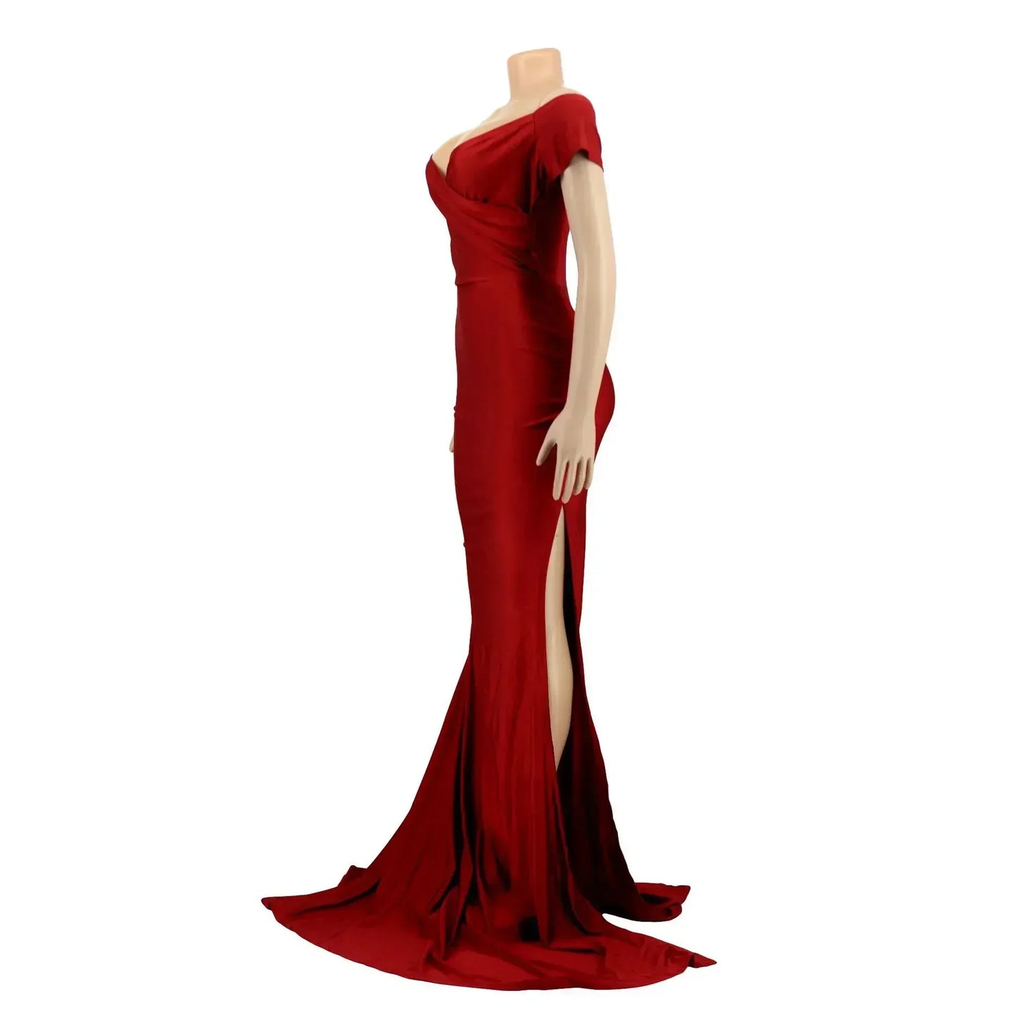 2024Sold Maxi Elegant Luxury Designer Party Dresses Women Off Shoulder Evening Dress Mermaid V-Neck Pleated Backless Long Dress