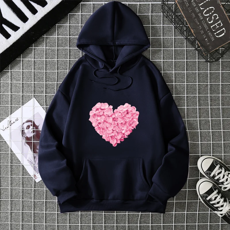 2025 Heart Shape Print Graphic Hoodies Cute Clothing Fashion Loose Pullover Sweatshirt Casual Girl Hoody Tops CYXX281