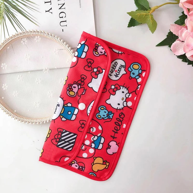 Sanrio Kuromi Waterproof Mask Storage Bag Melody Portable Small Item Storage Bag Cosmetic Bag Oxford Cloth Receipt Bag