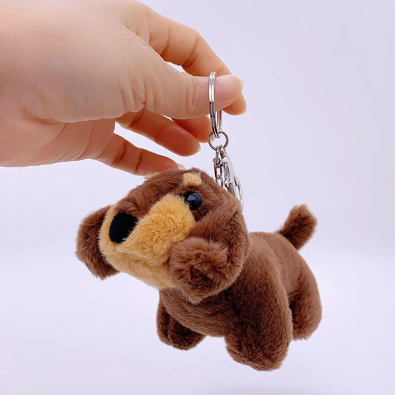 15cm Korea Popular Cartoon Dachshund Keychain Plush Doll Bag Pendant Mini Doll Soft Stuffed Dog Backpack Pendant Girl Women Gift