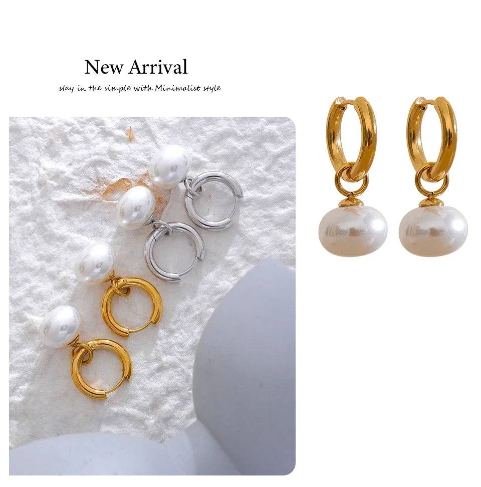 High Quality Imitation Pearl Pendant Alloy Gold Korean Earrings Ornaments Fashion Jewelry Women Gift