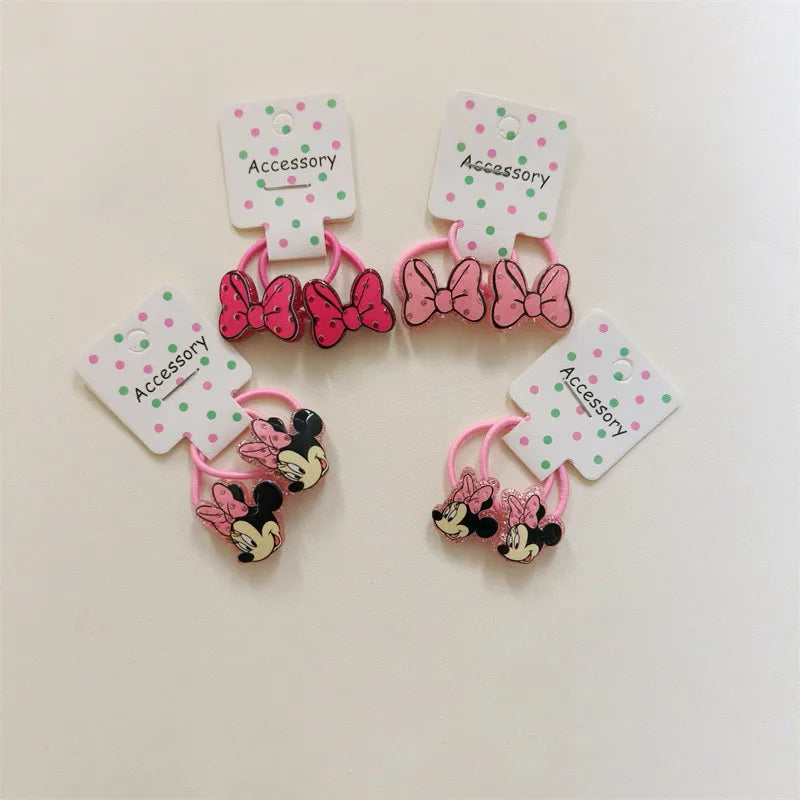 Disney Anime Minnie Mouse Hairrope Hairpin Kawaii Minnie Hair Accessories Cartoon Girl Hairpin Baby Gifts