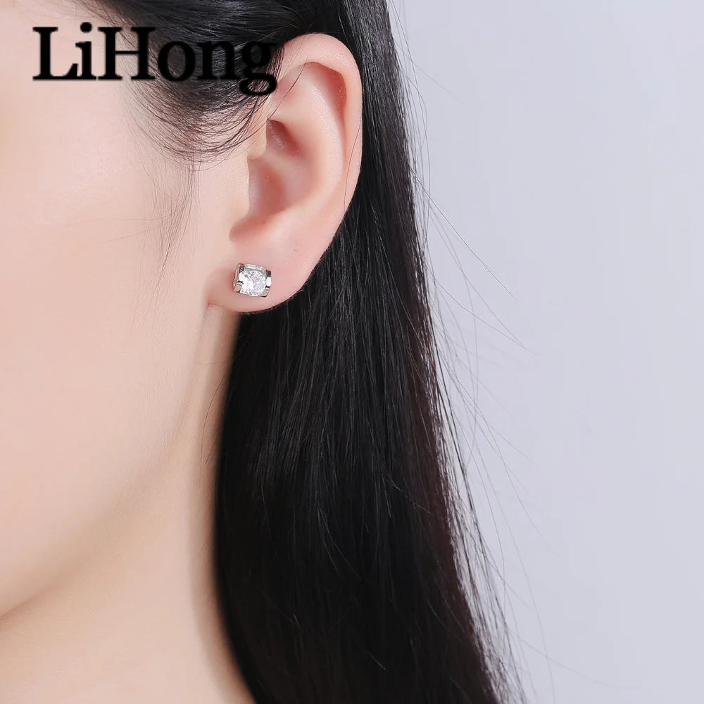 925 Sterling Silver Earrings Angel Kiss Inlaid With 1 Carat Zircon Heart-Shaped Elegant Jewelry For Women