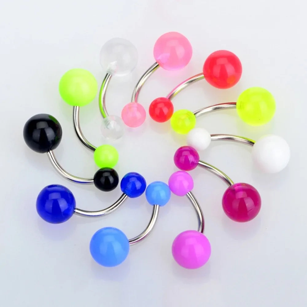 10 pcs/lot Piercing Navel Surgical Steel Single Crystal Rhinestone Belly Button Rings Navel Piercing Ombligo 5/8mm Ball Nombril