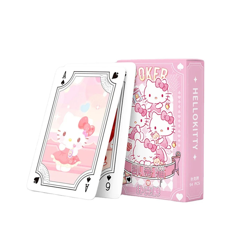 Hello Kitty Poker Cards Cartoon Fun Kuromi Cinnamoroll Melody Kid Sanrio Kawaii Playing Card Board Game Toy Deck Card Collection