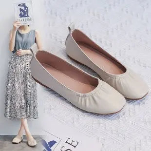 Women's Flats – 2025 Autumn New Trendy Retro Fashion Low-Heel Casual Commuting Leather Loafers (Driving Shoes for Petite Women)