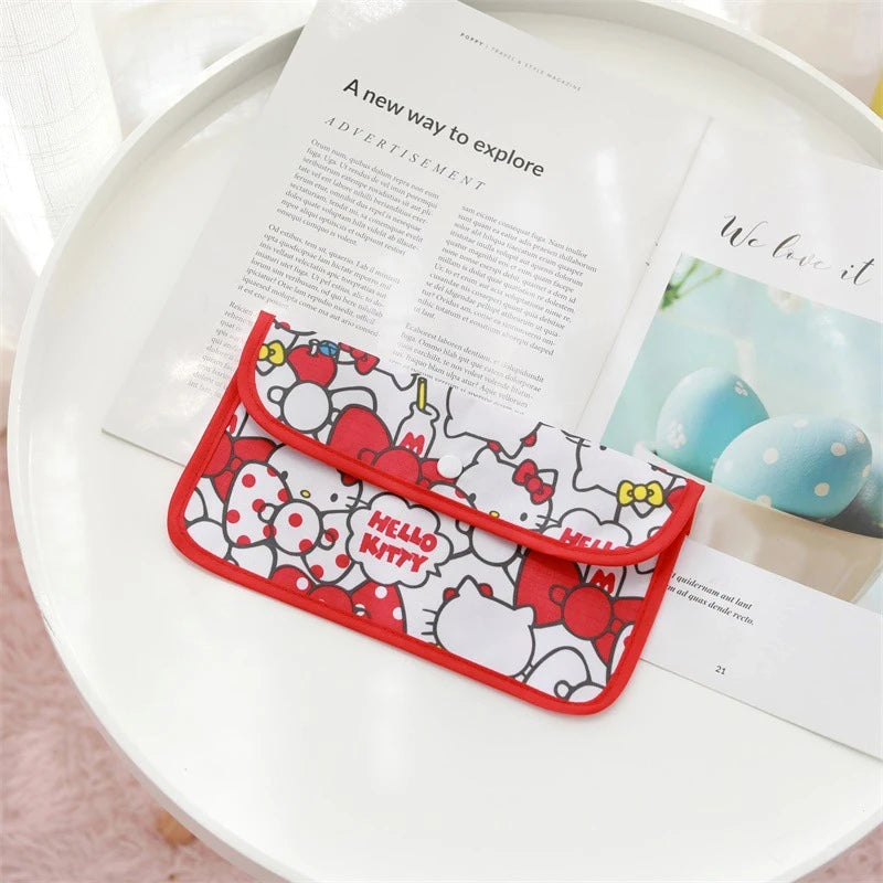 Sanrio Kuromi Waterproof Mask Storage Bag Melody Portable Small Item Storage Bag Cosmetic Bag Oxford Cloth Receipt Bag