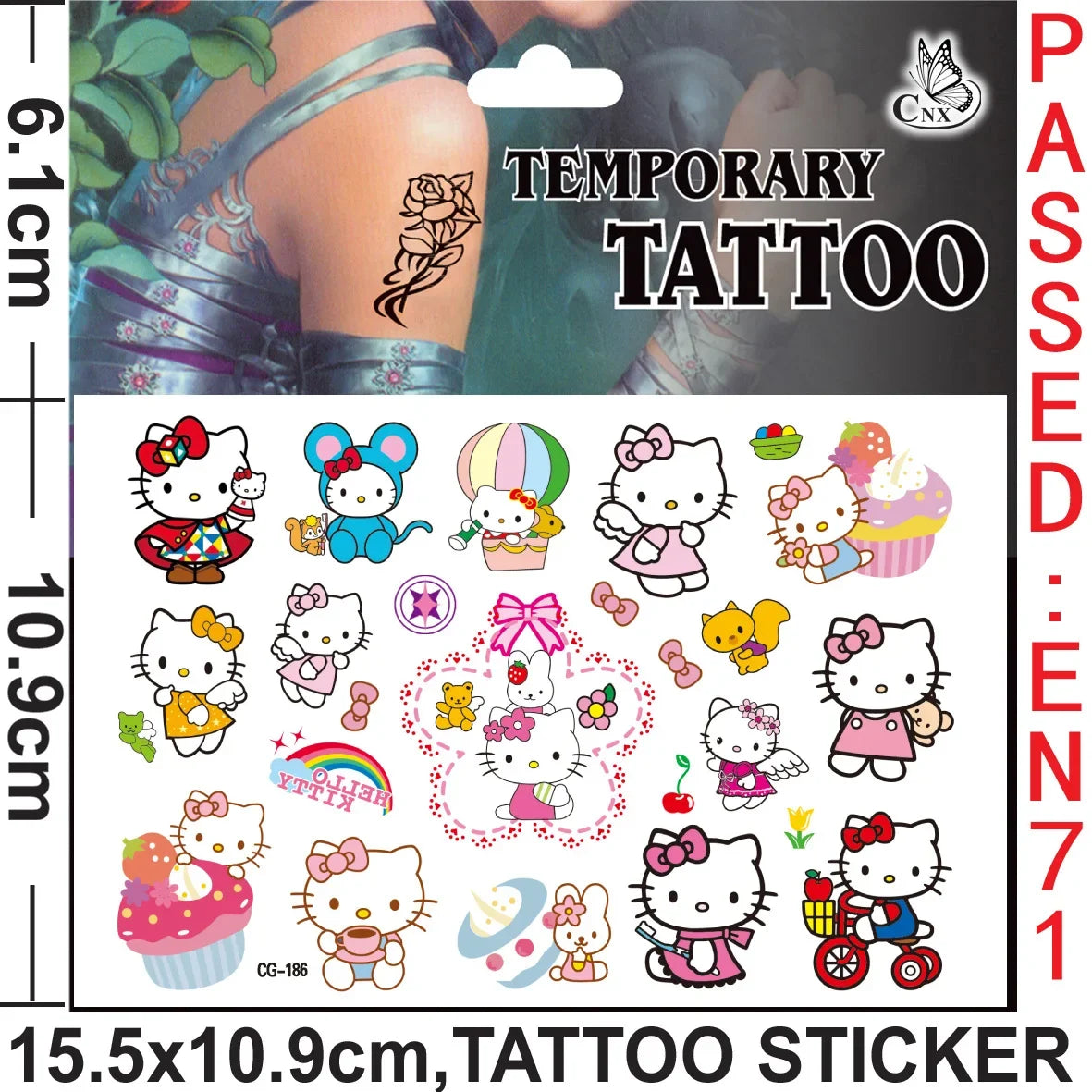 Sanrio series Tattoo Stickers Waterproof Cute Sticker Anime Birthday Party Supplies Decoration For Kids Women Men Gift