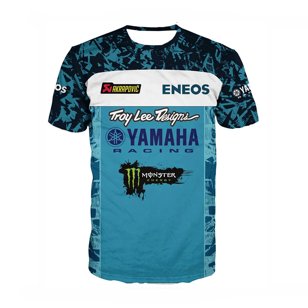 2025 Men's And Women's New Yamaha Motorcycle Racing Suit Short Sleeved T-Shirt O-Neck Breathable Quick Drying Sports Jersey