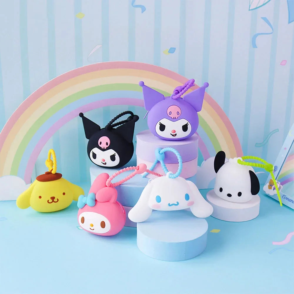 Sanrio Coin Purse My Melody Kuromi Cinnamoroll Pochacco Silicone Waterproof Mini Bag Keychain Decorative Accessories Christmas