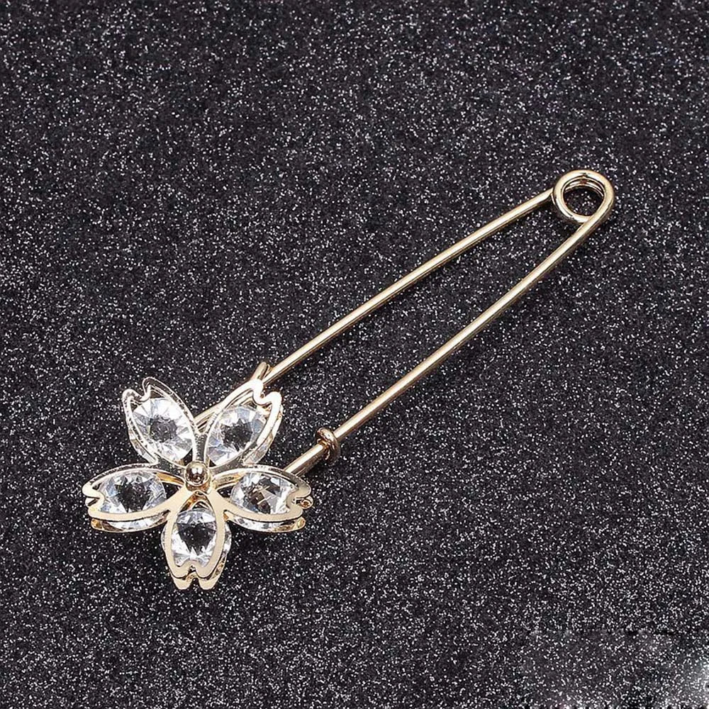 Lapel Pin Women Simulated-Pearl Pendant Pins Crystal Rhinestone Brooch For Woman Scarf Buckle Clips Hat Clothes Multipurpose Pin