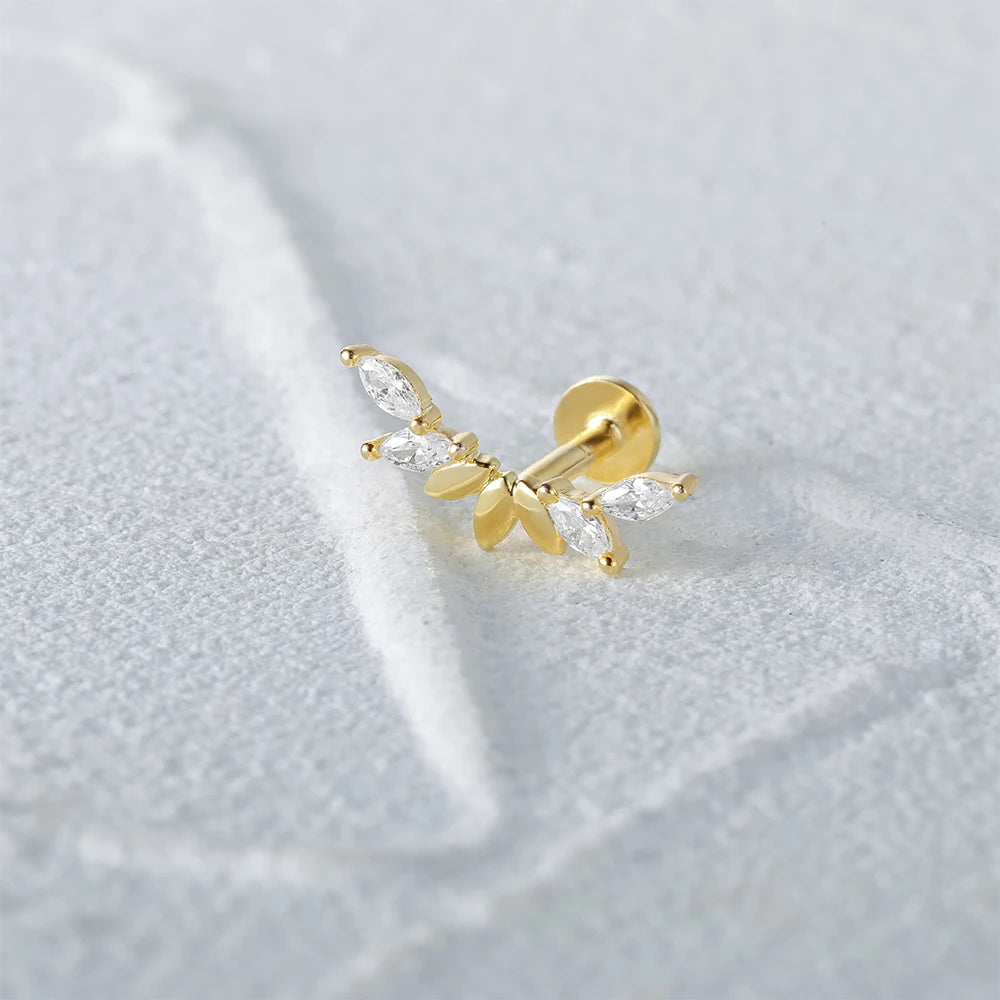Aide 925 Sterling Silver 1pc Geometry Multi Piercing Stud Earrings For Women K Gold Simple Elegant Tassel Jewelry Gift Pendiente