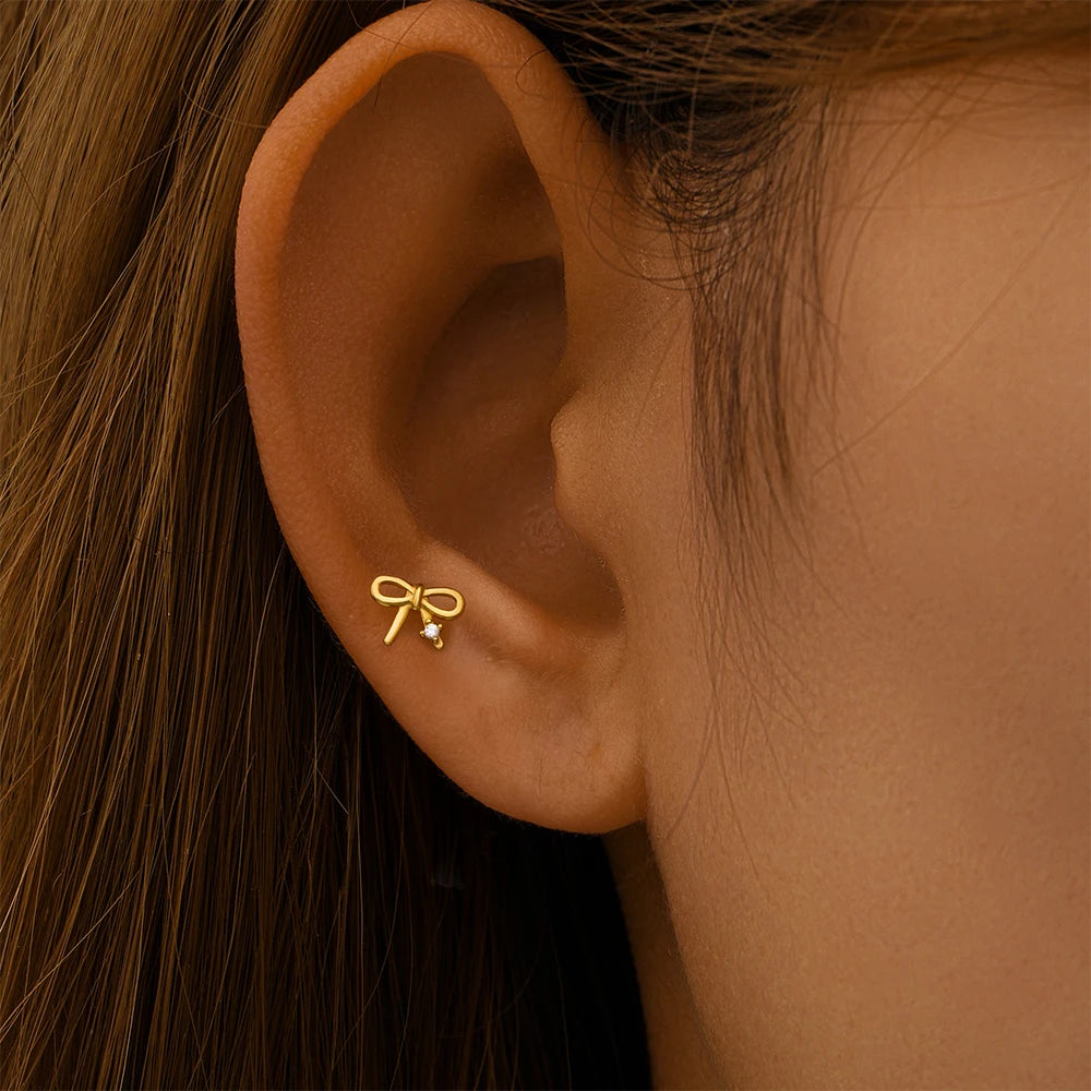 Aide 925 Sterling Silver 1pc Geometry Multi Piercing Stud Earrings For Women K Gold Simple Elegant Tassel Jewelry Gift Pendiente