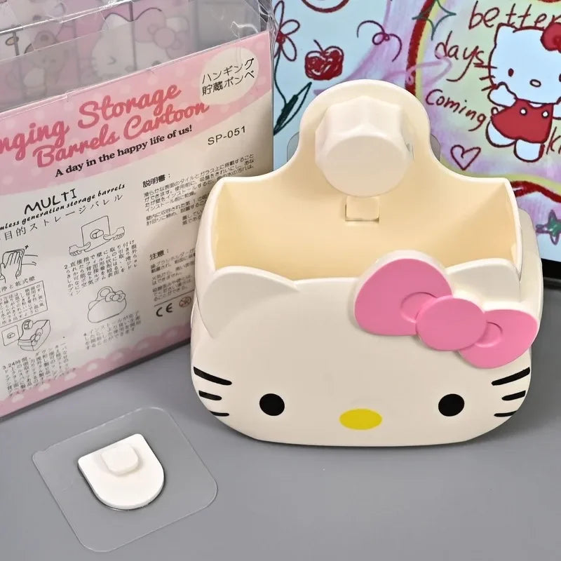 Sanrio Bathroom Shelf Punch-Free Hello Kitty Sink Yoothbrush Toothpaste Comb Storage Box Household Products Decorative Organiser