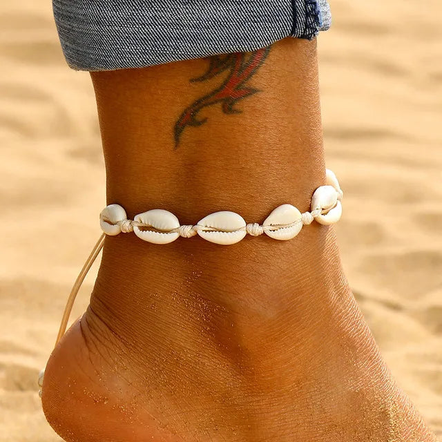 Bohemia Natural Shell Anklets for Women Foot Jewelry Summer Beach Barefoot Bracelet Ankle on Leg Chian Ankle Strap Accessories