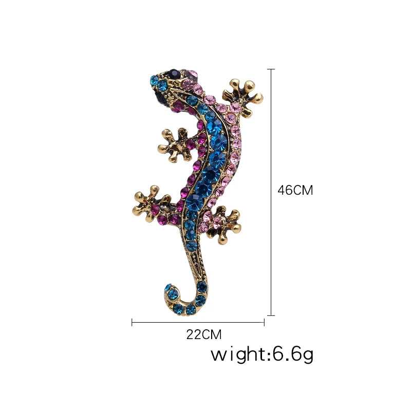 Rhinestone Chameleon Brooch for Women Unisex Enamel Lizard Pin Banquet Party Backpack Gifts Jewelry Accessories