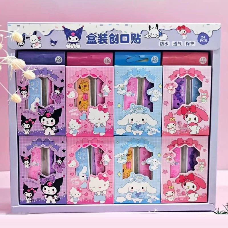 Sanrio Bandaid Kawaii Hello Kitty Band Aid Anime Kuromi Waterproof Breathable Adhesive Bandages Cartoon Printed Portable Sticker
