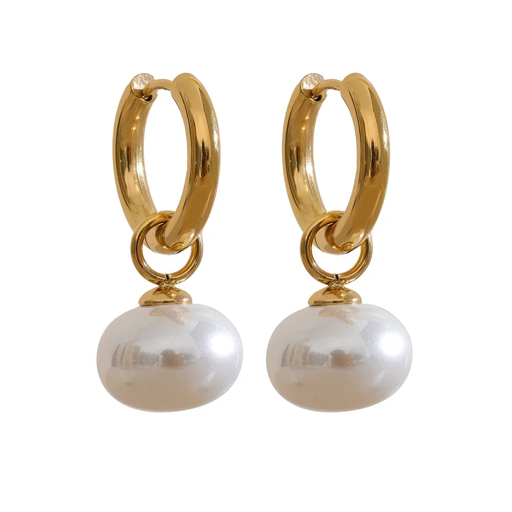 High Quality Imitation Pearl Pendant Alloy Gold Korean Earrings Ornaments Fashion Jewelry Women Gift
