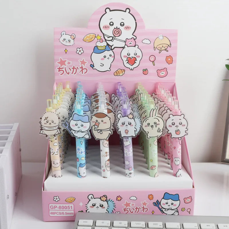 1/6/18Pcs Cute Chiikawa Hachiware Usagi Cartoon Animes Character Patch Press Pen 0.5mm Gel Pen Student Stationery Supplies Gifts