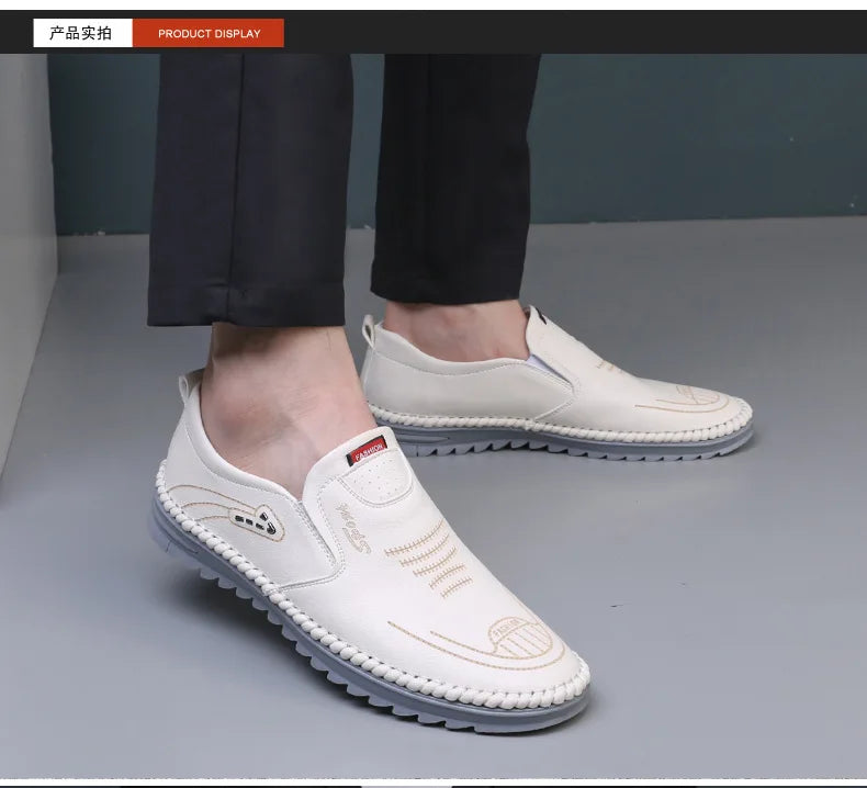 Men Loafers 2025 New Leather Shoes Men's Casual Shoes Moccasins Breathable Sneakers Male Driving Shoes Comfort Flats Plus Size