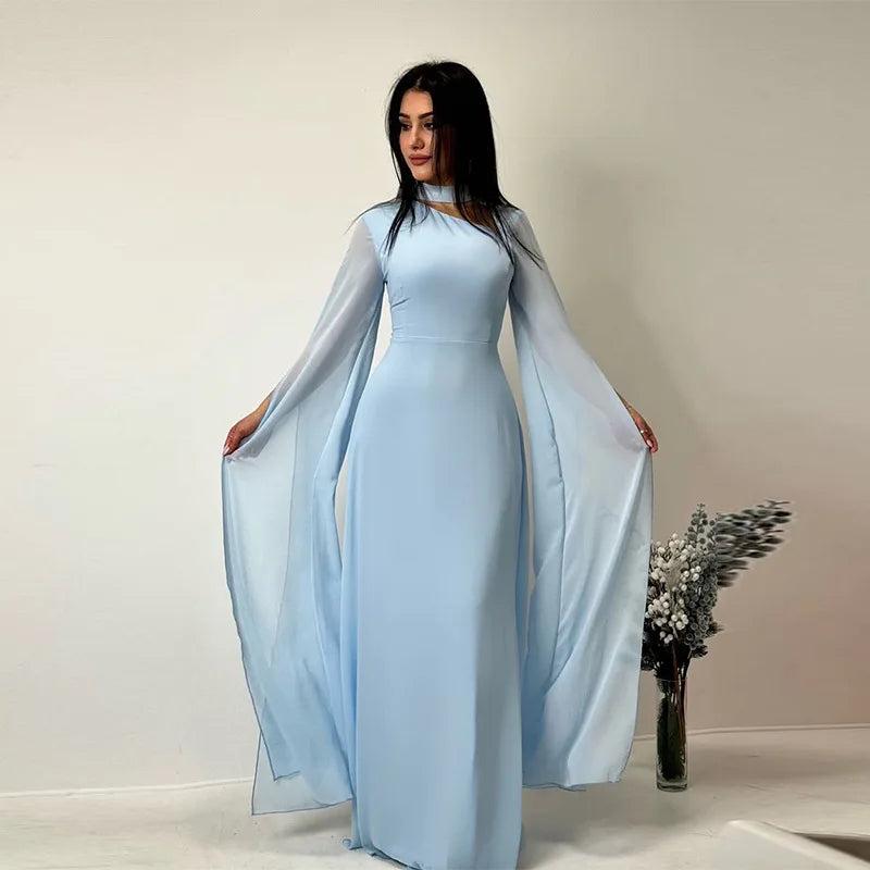 Party Dresses Women Long Dress Round Collar Solid Color Lace Up Tight Waist A Line 2025 Female Vestidos Temperament Maxi Gown