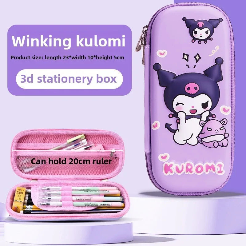Kuromi & Cinnamoroll Pencil Case, Durable, 3D Stereoscopic Large Capacity Stationery Case Waterproof Drop Pencil Case