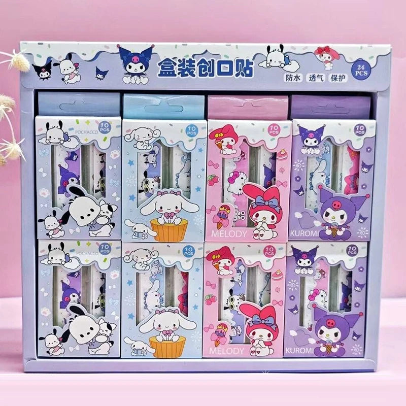 Sanrio Bandaid Kawaii Hello Kitty Band Aid Anime Kuromi Waterproof Breathable Adhesive Bandages Cartoon Printed Portable Sticker