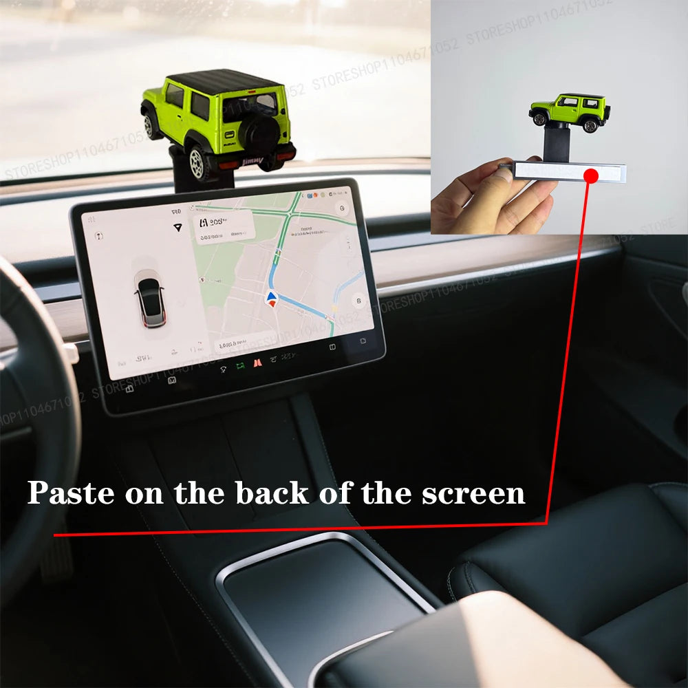 車用ドリフト回転オーナメント 車用ダッシュボード回転レーシングモデルデコ 個性的な車用センターコンソール カートゥーン スズキ ジムニー用