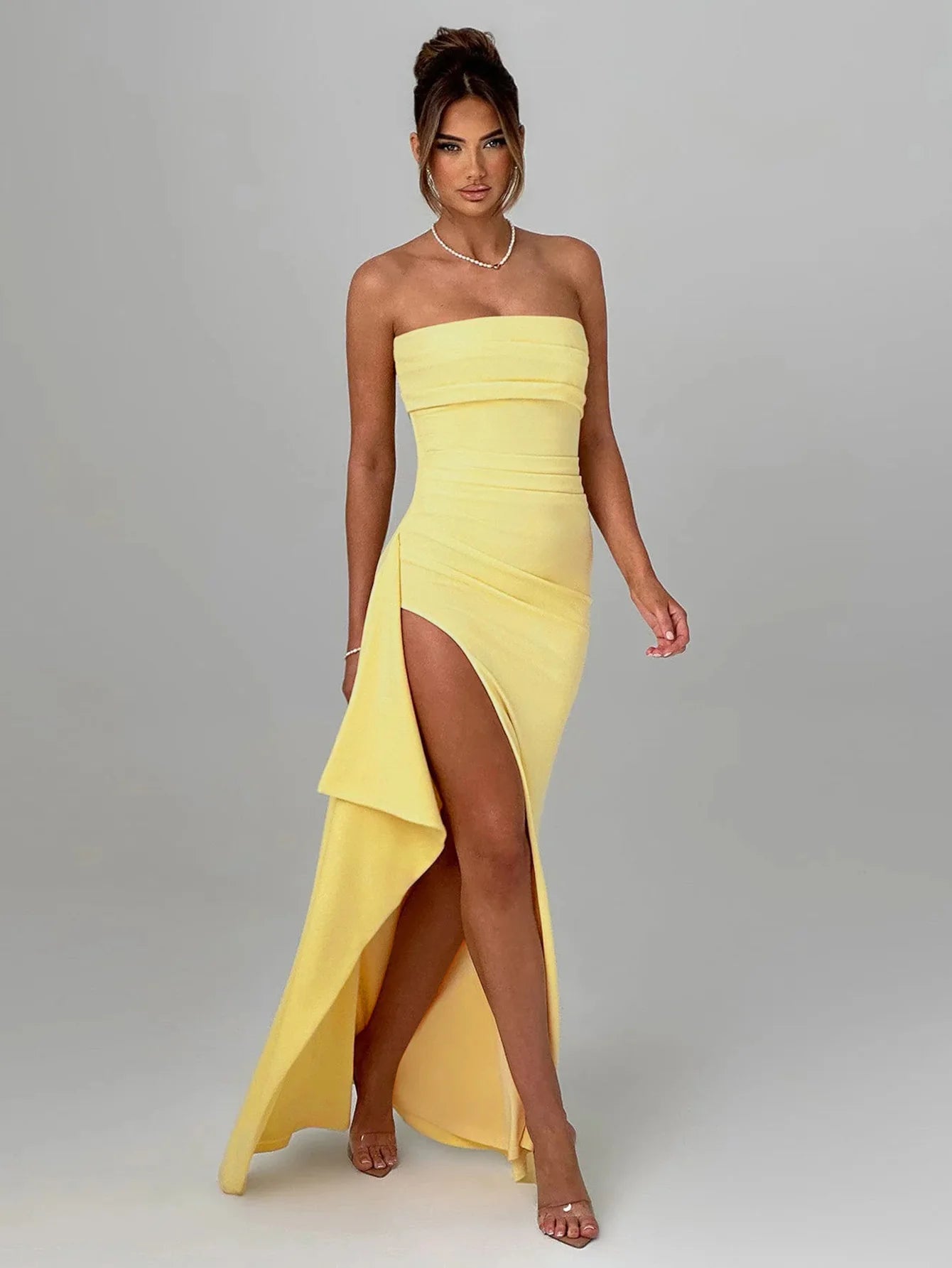 Giyu Sexy Club Evening Party Dresses Women 2025 Summer Slash Neck Backless Ruffles Split Maxi Long Dress Elegant Bodycon Robe