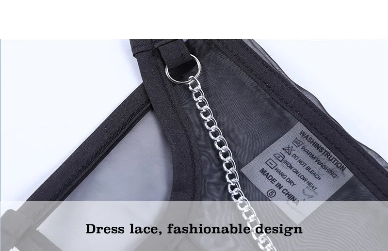 Sexy Corset Underbust Punk Metal Chain Black Women Top Curve Shaper Strap Slimming High Waist Belt Lace Bustiers