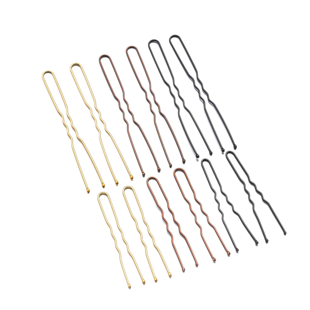 50pcs 50/60/70mm Hair Pin And Clips U Shape For Headpiece Women Girls Hairpins Accessories Bride Wedding Head Jewelry Decoration