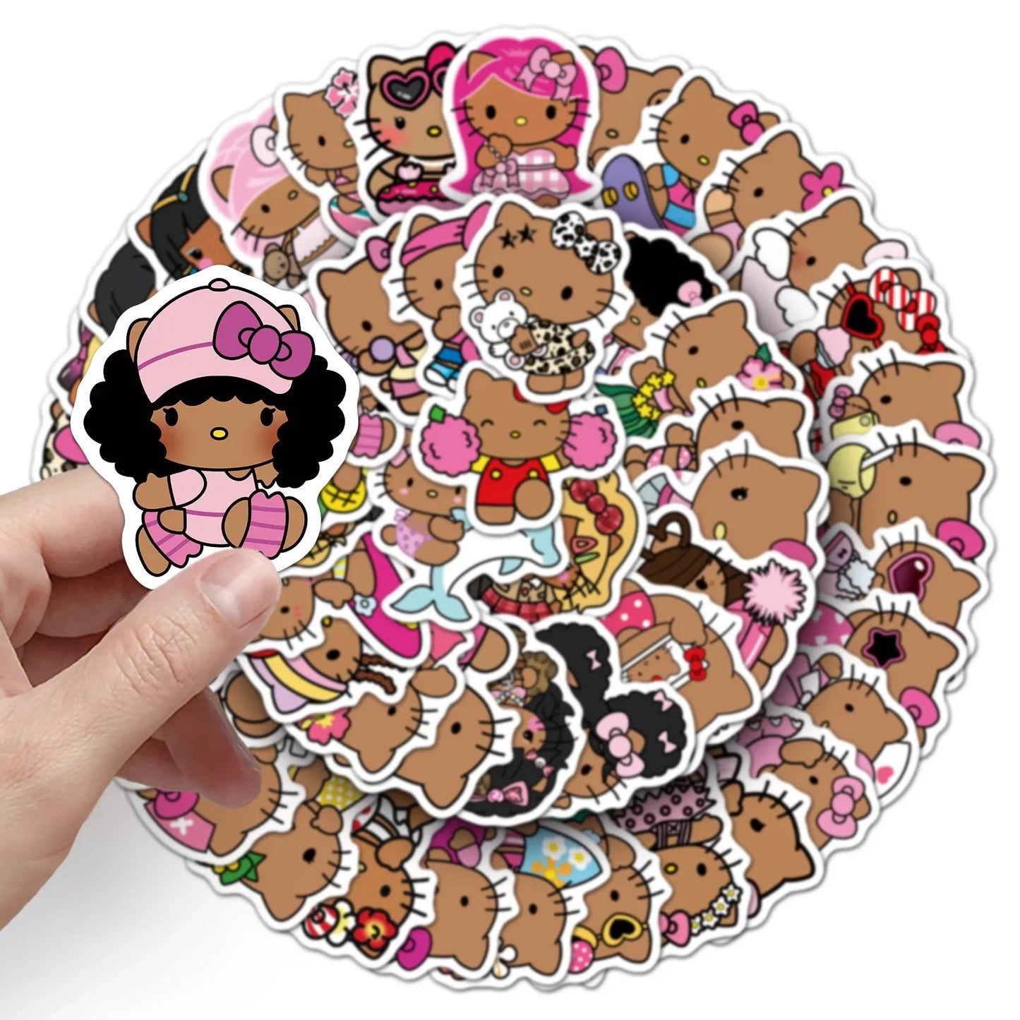 10/50枚 漫画 かわいい ブラック スキン ハローキティ ステッカー かわいい グラフィティ 装飾 荷物 ノート 防水 デカール 子供 ギフト おもちゃ