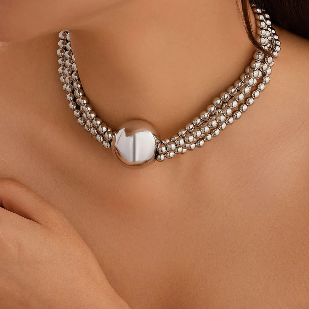 2022 Punk Style Gold Color Metal Multilayer Box Chain Clavicle Necklace Ladies Hip Hop Round Necklaces Men Fashion Girls Jewelry