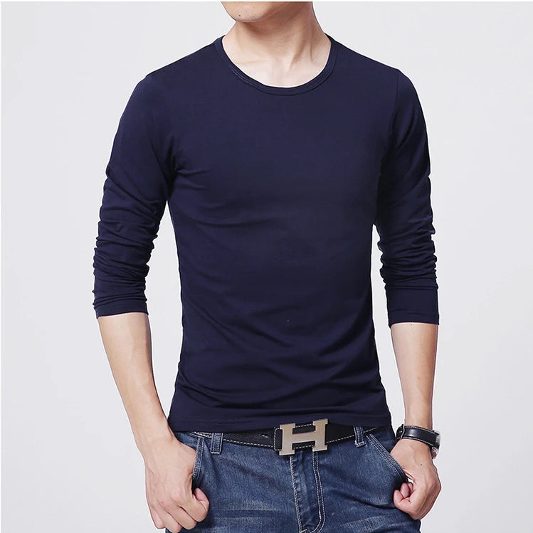 2025 MRMT 新品 メンズ Tシャツ 長袖 スリム メンズ Tシャツ 若者向け 純色 トップス Tシャツ Oネック 男性 ボーイズ Tシャツ