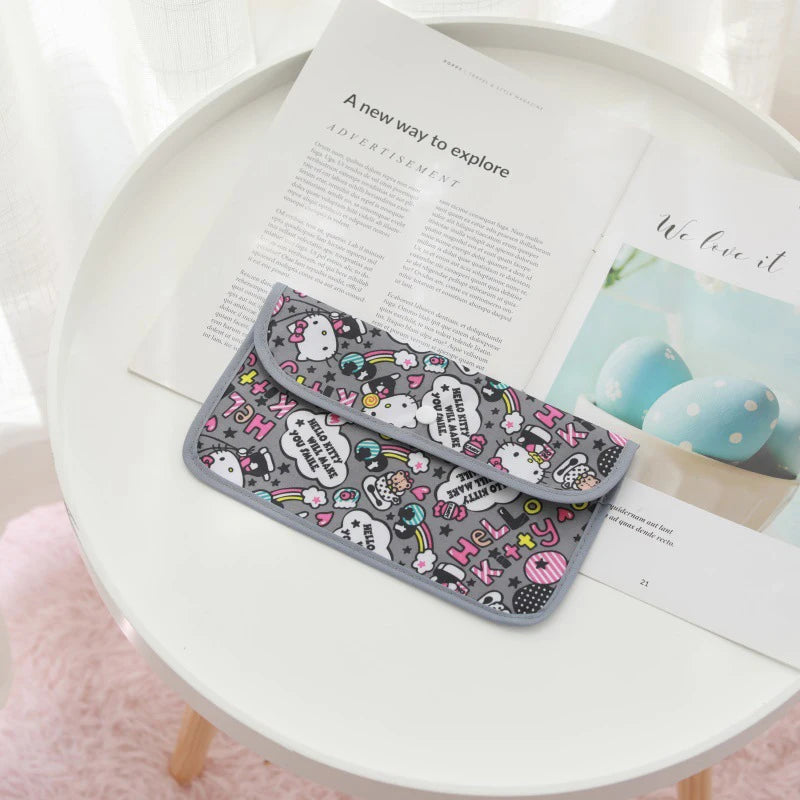 Sanrio Kuromi Waterproof Mask Storage Bag Melody Portable Small Item Storage Bag Cosmetic Bag Oxford Cloth Receipt Bag