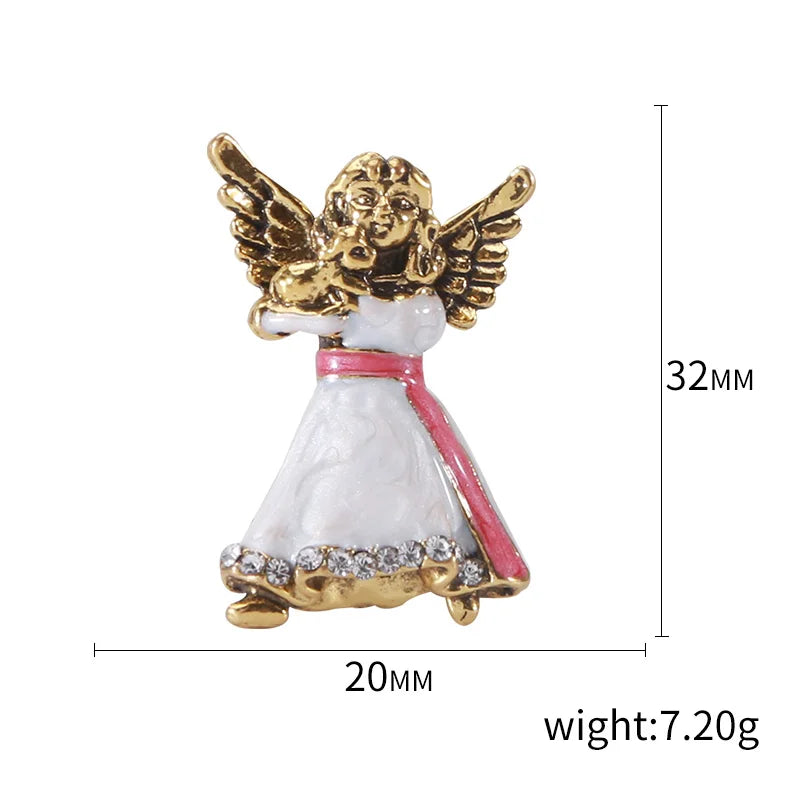 Enamel Angel Brooches for Women Unisex Cupid Love Character Pins Banquet Party Backpack Gifts Jewelry Accessories