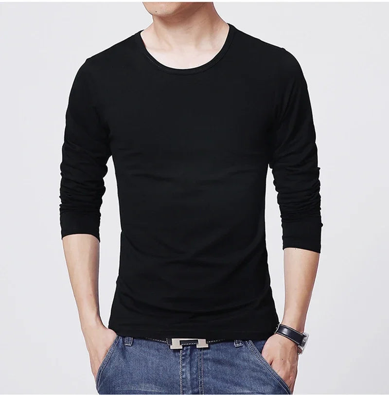 2025 MRMT 新品 メンズ Tシャツ 長袖 スリム メンズ Tシャツ 若者向け 純色 トップス Tシャツ Oネック 男性 ボーイズ Tシャツ