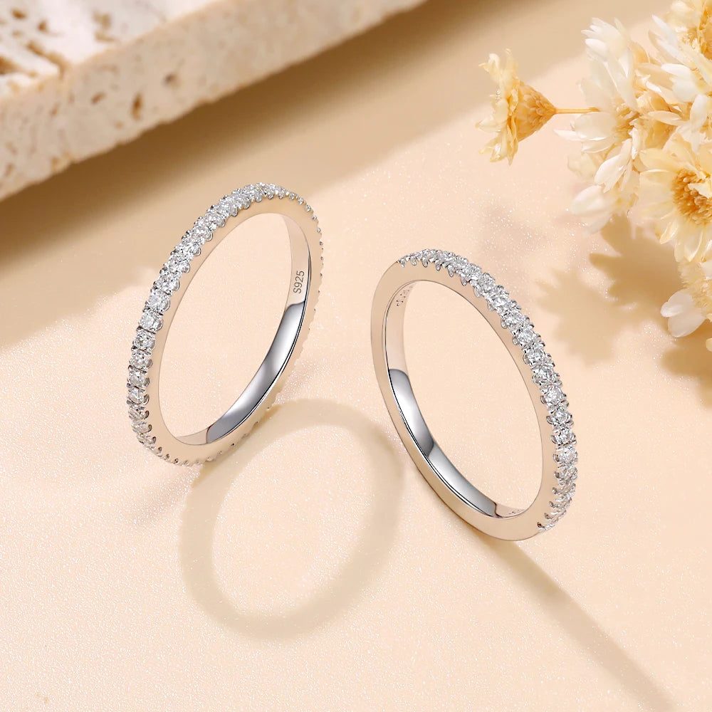 1.4mm Moissanite Wedding Band for Women S925 Sterling Silver Moissanite Rings D Color VVS1 Lab Diamond Ring Fine Jewelry Gift