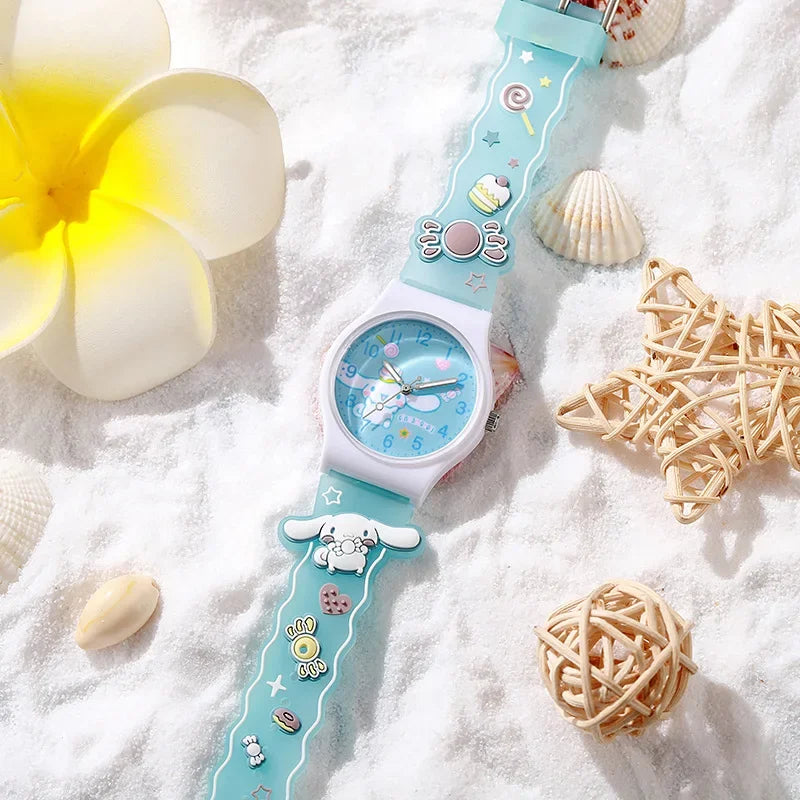 Sanrio Hello Kitty Children Wrist Watch Kuromi Cinnamoroll My Melody Kawaii Waterproof Silica Gel Chronograph Watch Student Gift