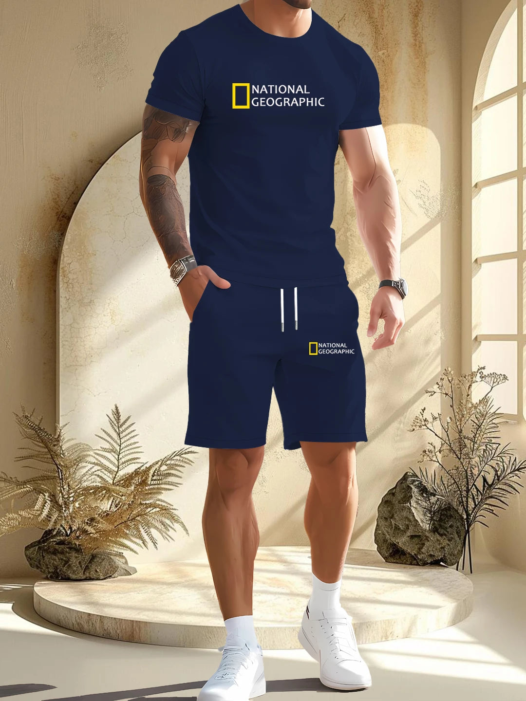 2025 New Fashionable Men's Outdoor Set, Short Sleeve Shorts, Comfortable and Breathable Material