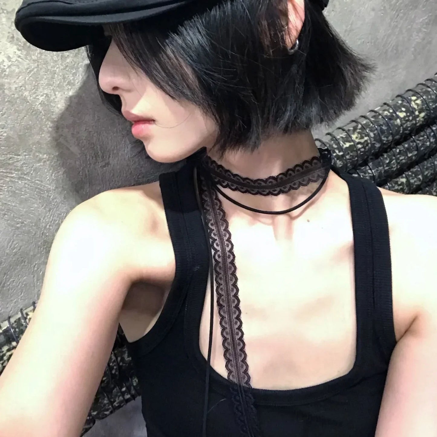 Fashion Choker Necklace for Women Sexy Black White Lace Bowknot Pendant Short Clavicle Chain Gothic Chokers Aesthetic Jewelry