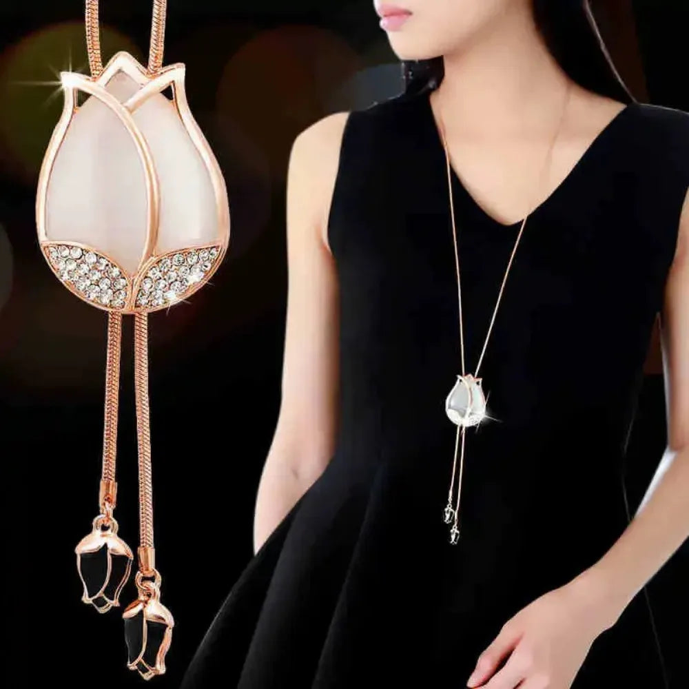 FSUNION 2025 New Elegant Simulated Pearl Choker for Women Silver Color Chain Long Necklaces Pendant Fashion Jewelry Accessories