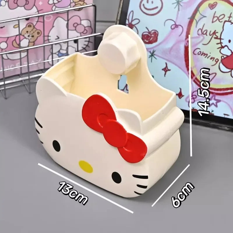 Sanrio Bathroom Shelf Punch-Free Hello Kitty Sink Yoothbrush Toothpaste Comb Storage Box Household Products Decorative Organiser